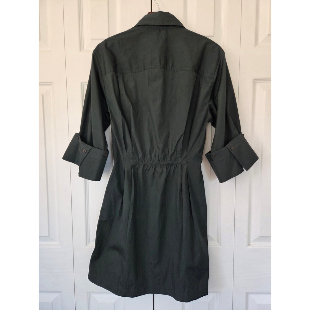 Madewell Tucked Mini Shirtdress Cinched Waist Womens 0 Dark Green NWT $138 NW416 - Picture 3 of 7